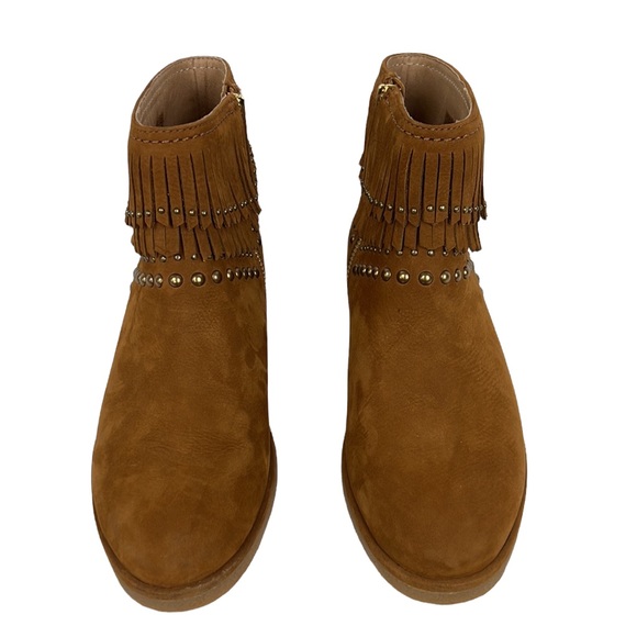 UGGS Ariane Chestnut Nubuck Studded, Fringe, Western Ankle Booties 7 - Picture 6 of 16